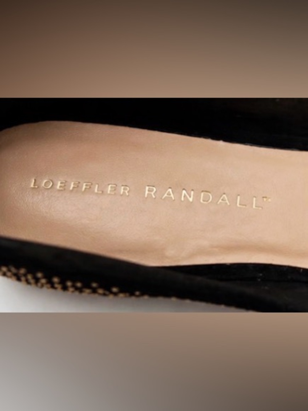 [Loeffler Randall] Black and Gold Studded Suede Flats Sz: 8.5B - Picture 4 of 11